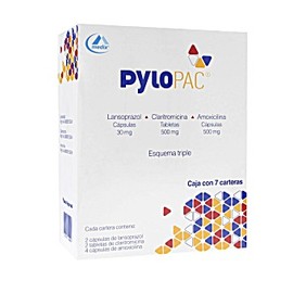 PYLOPAC (LANSOPRAZOL/CLARITRO/AMOXICILINA) CAP30MG/TAB500MG/CAP500MG C7