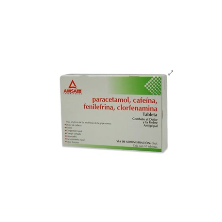 PARACETAMOL/CAF/FEN/CLO TAB 500MG/25MG/5MG/4MG C10