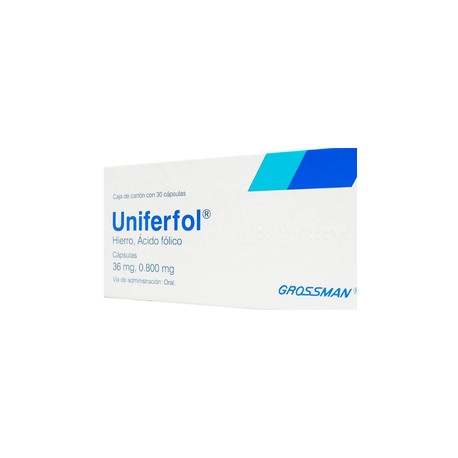 UNIFERFOL (HIERRO/ACIDO FOLICO) CAP 36MG/0.8MG C30