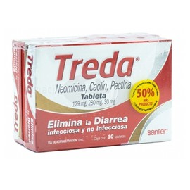 TREDA (NEOMICINA/CAOLIN/PECTINA) TAB 129MG/280MG/30MG C10+10