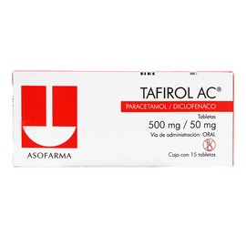 TAFIROL AC (PARACETAMOL/DICLOFENACO) TAB 500MG/50MG C15