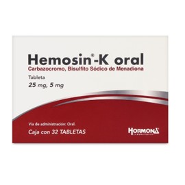 HEMOSIN-K ORAL (CARBAZOCROMO/ BISULFITO SODICO DE MEDIADIONA) TAB C32