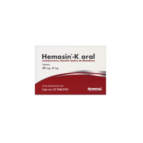 HEMOSIN-K ORAL (CARBAZOCROMO/ BISULFITO SODICO DE MEDIADIONA) TAB C32