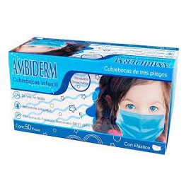 CUBREBOCAS 3 PLIEGOS INFANTIL AZUL C50 AMBIDERM