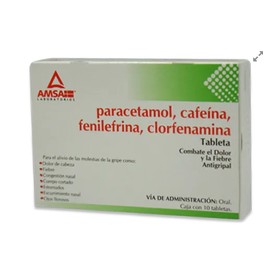 PARACETAMOL/CAF/FEN/CLO TAB 500MG/25MG/5MG/4MG C10