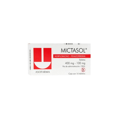 MICTASOL (NORFLOXACINO/FENAZOPIRIDINA) TAB 400MG/100MG C16