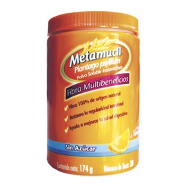 METAMUCIL NARANJA CERO AZUCAR (PLANTAGO PSYLLIUM) POLVO 174G