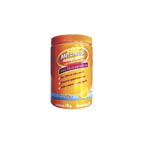 METAMUCIL NARANJA CERO AZUCAR (PLANTAGO PSYLLIUM) POLVO 174G