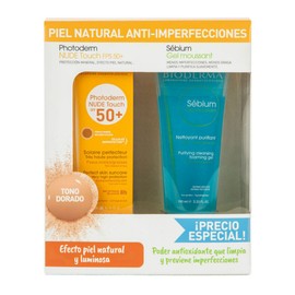 KIT BIODERMA PHOTODERM NUDE TOUCH DORADO 50FPS+SEBIUM GEL 100ML