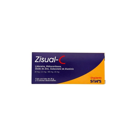 ZISUAL C (LIDOCAINA/HIDROCORTISONA/OXIDO DE ZINC/SUBACETATO DE ALUMINIO) CREMA 30G