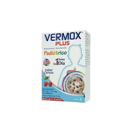 VERMOX PLUS PED (MEBENDAZOL/QUINFAMIDA) SUSP 60MG 10ML