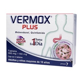 VERMOX PLUS (MEBENDAZOL/QUINFAMIDA)TAB 300G C2