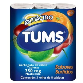 TUMS (CARBONATO DE CALCIO) TAB MAST 750MG 3ROLLOS C8