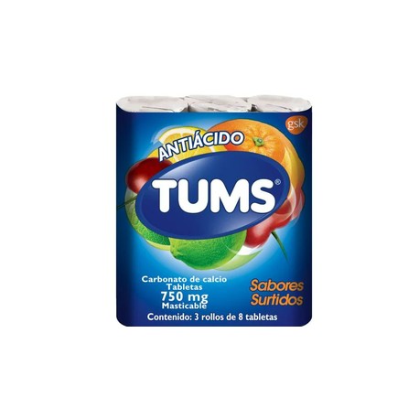 TUMS (CARBONATO DE CALCIO) TAB MAST 750MG 3ROLLOS C8