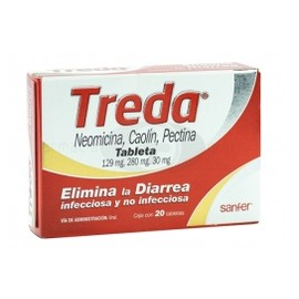 TREDA (NEOMICINA/CAOLIN/PECTINA) TAB 129MG/280MG/30MG C20