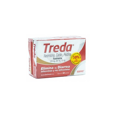 TREDA (NEOMICINA/CAOLIN/PECTINA) TAB 129MG/280MG/30MG C10+10